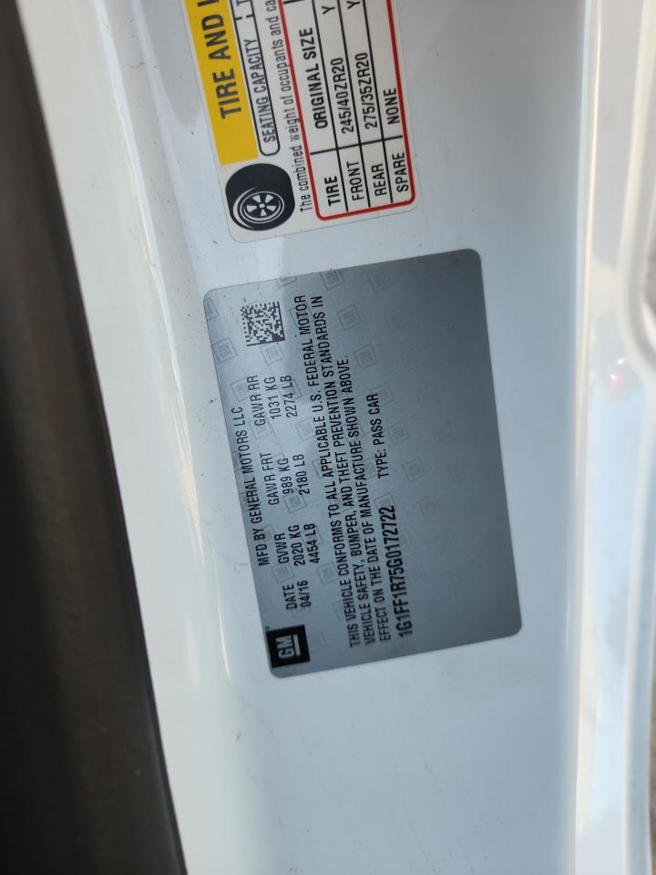 2016 Chevrolet Camaro Ss VIN: 1G1FF1R75G0172722 Lot: 93037535