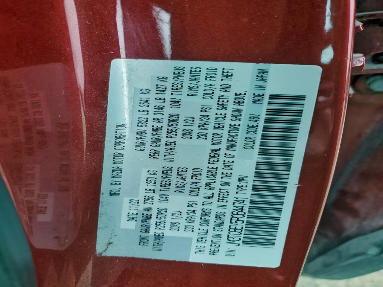 2023 Mazda Cx-9 Signature VIN: JM3TCBEY5P0644741 Lot: 93506835