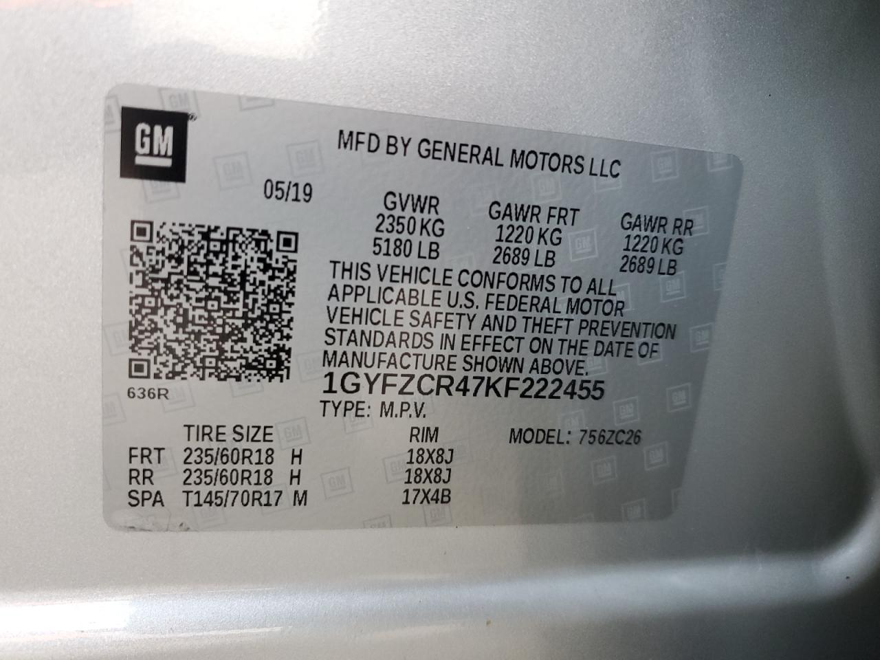 2019 Cadillac Xt4 Premium Luxury VIN: 1GYFZCR47KF222455 Lot: 90933485