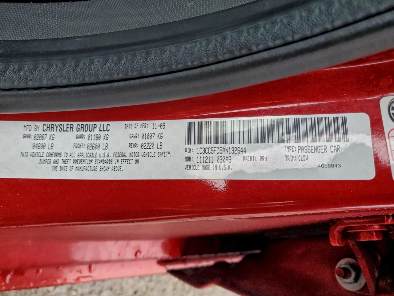 2010 Chrysler Sebring Limited VIN: 1C3CC5FD5AN132644 Lot: 94337845