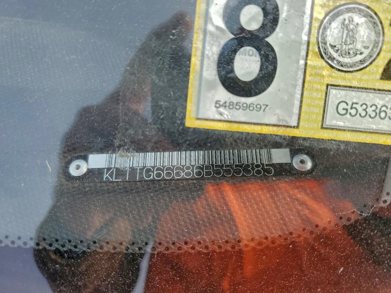 2006 Chevrolet Aveo Lt VIN: KL1TG66686B555385 Lot: 94137685