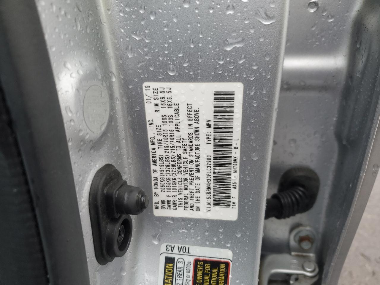 2015 Honda Cr-V Lx VIN: 5J6RM4H33FL032900 Lot: 91642885