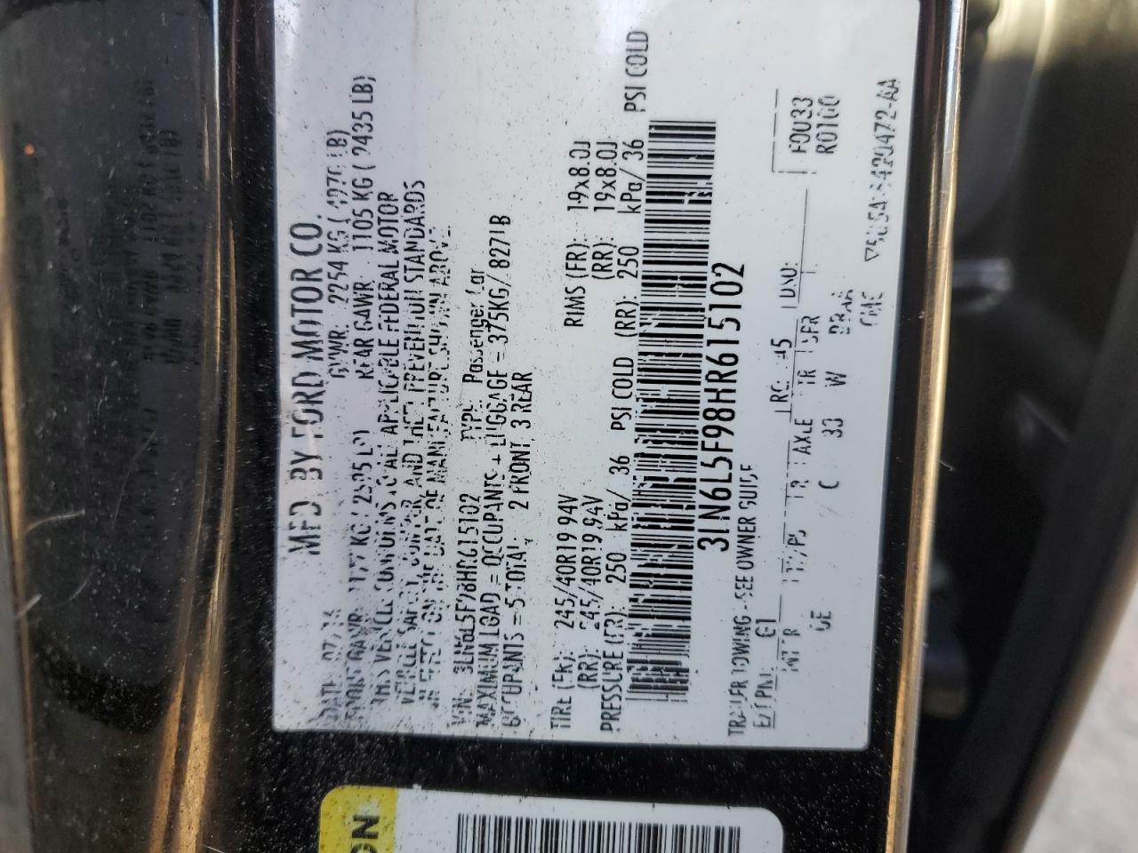 2017 Lincoln Mkz Reserve VIN: 3LN6L5F98HR615102 Lot: 92260415