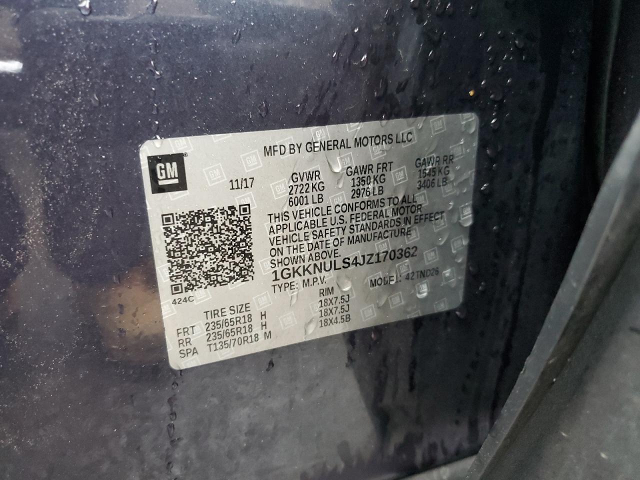 2018 GMC Acadia Slt-1 VIN: 1GKKNULS4JZ170362 Lot: 93514635