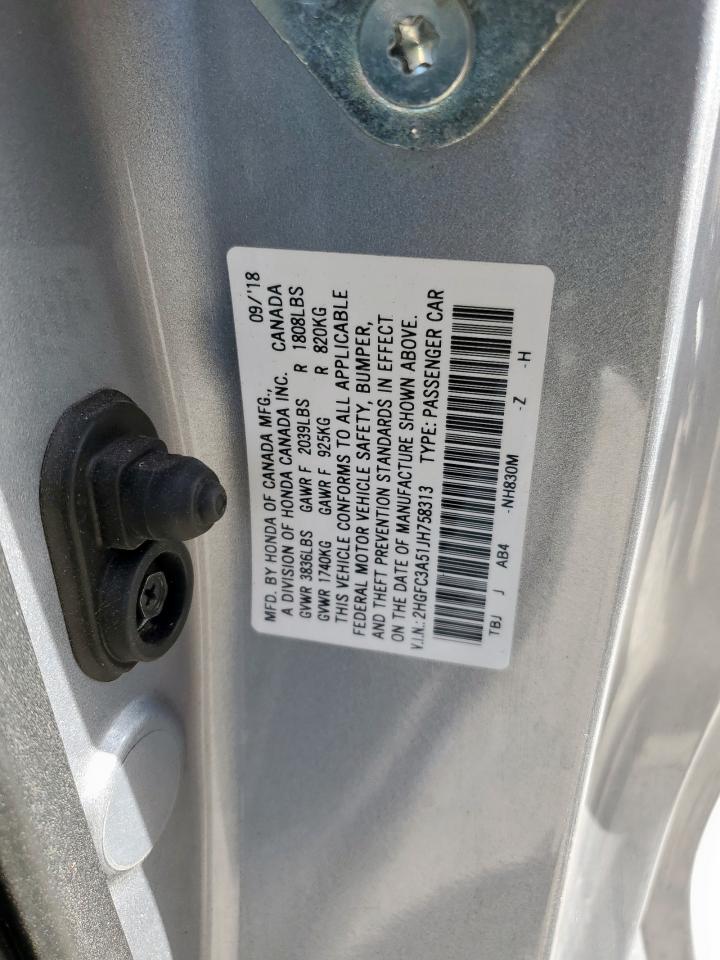 2018 Honda Civic Si VIN: 2HGFC3A51JH758313 Lot: 91997185