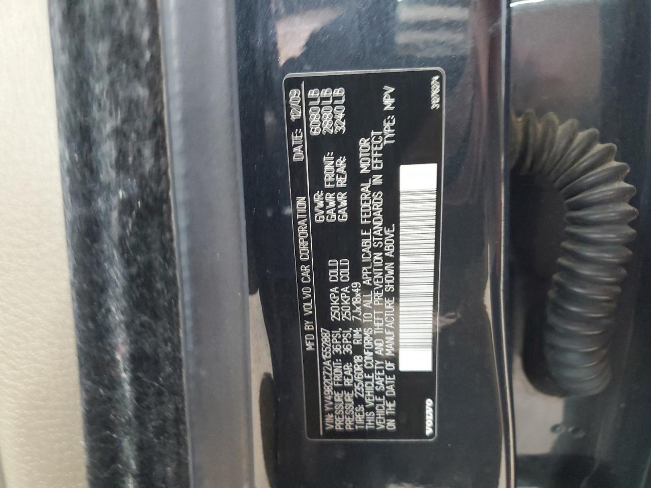 2010 Volvo Xc90 3.2 VIN: YV4982CZ2A1552887 Lot: 91659275