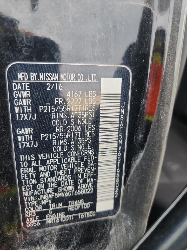 2016 Nissan Juke S VIN: JN8AF5MV6GT658022 Lot: 91271245