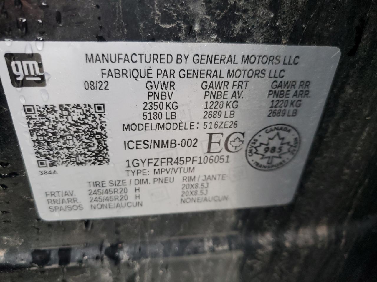 2023 Cadillac Xt4 Sport VIN: 1GYFZFR45PF106051 Lot: 91987465