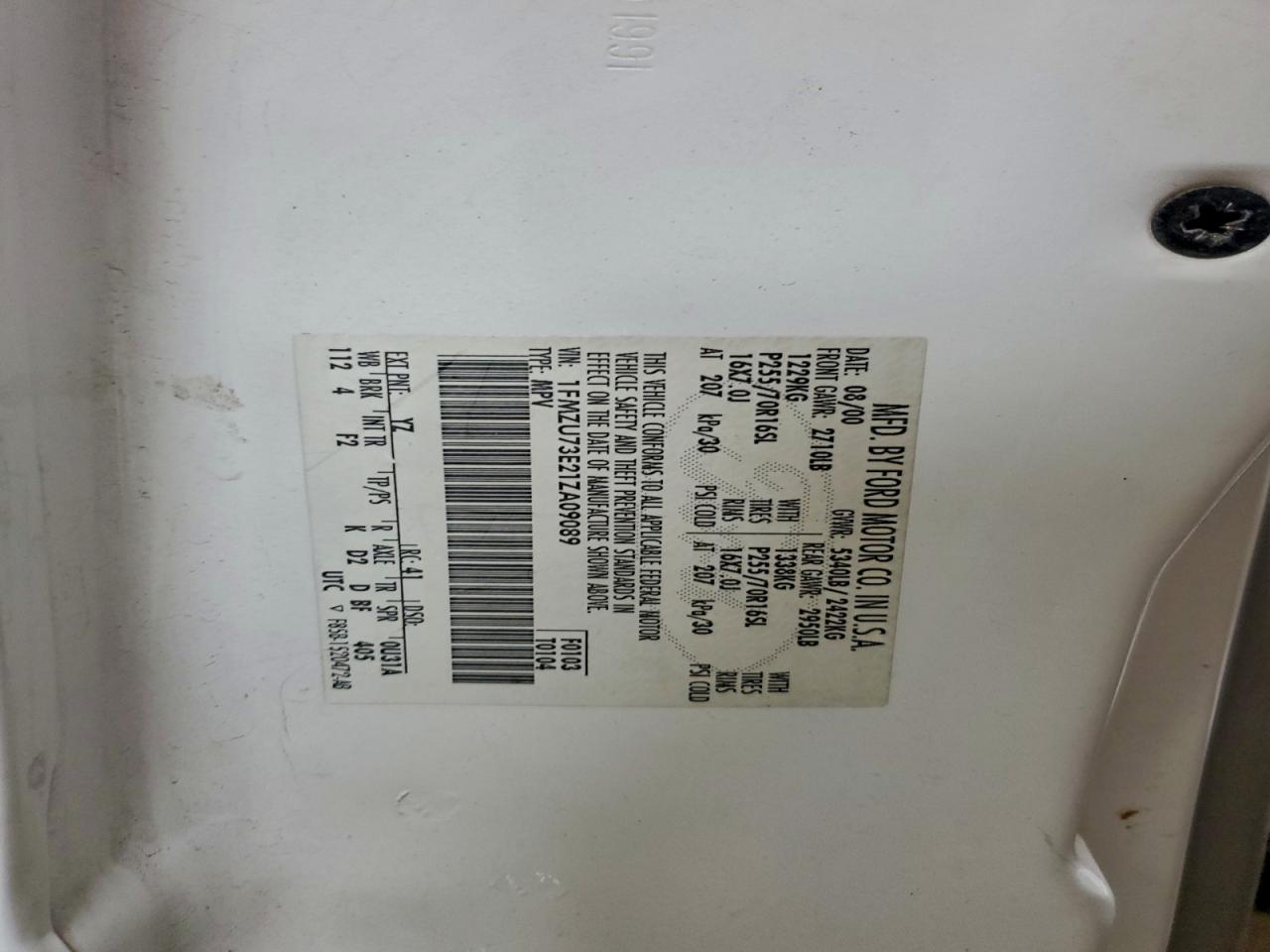 2001 Ford Explorer Xlt VIN: 1FMZU73E21ZA09089 Lot: 94802625