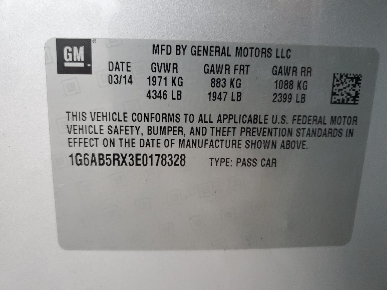 2014 Cadillac Ats Luxury VIN: 1G6AB5RX3E0178328 Lot: 91010865