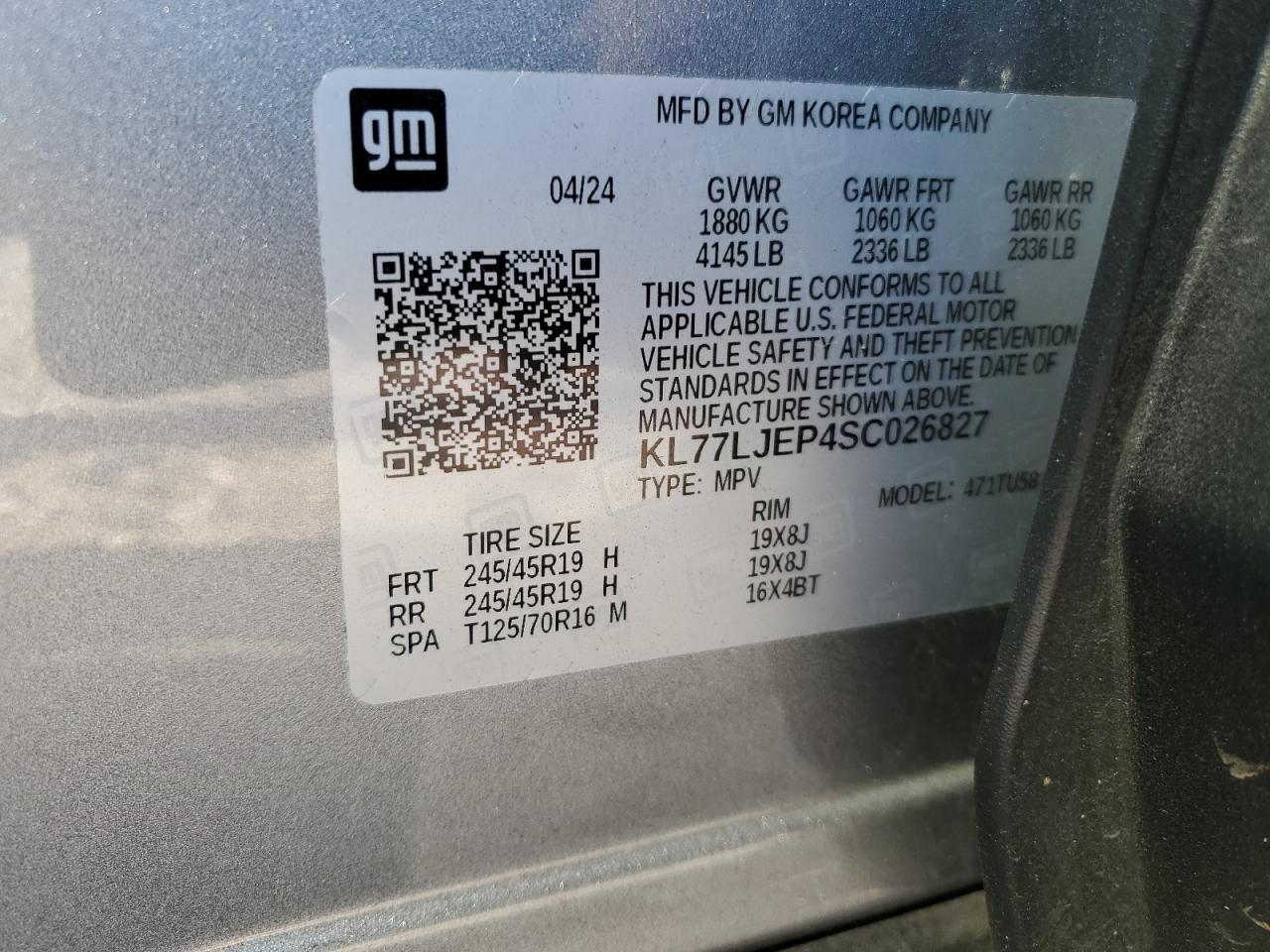 2025 Chevrolet Trax 2Rs VIN: KL77LJEP4SC026827 Lot: 92424575