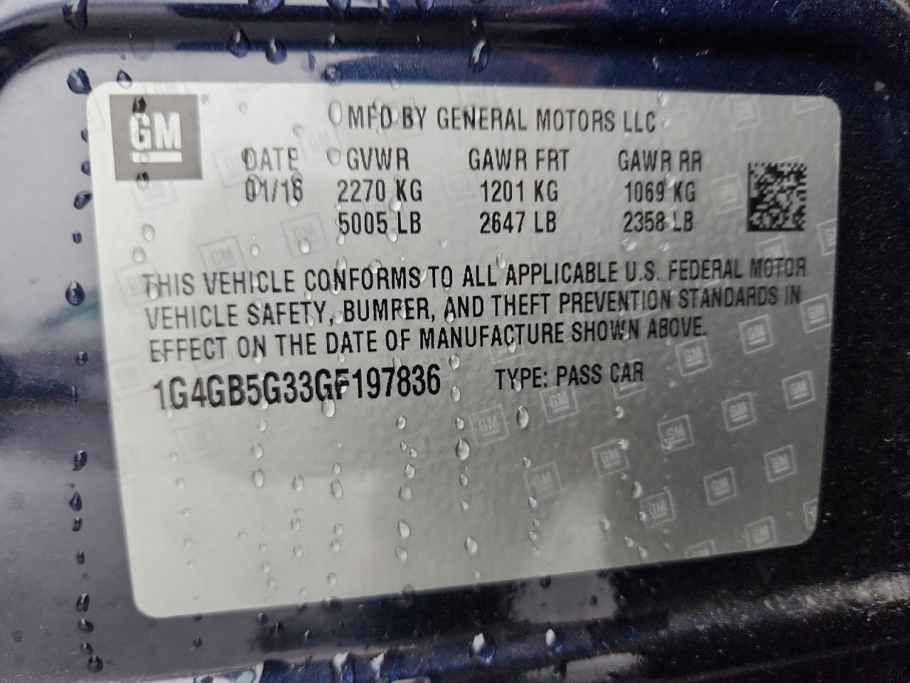 2016 Buick Lacrosse VIN: 1G4GB5G33GF197836 Lot: 93649695