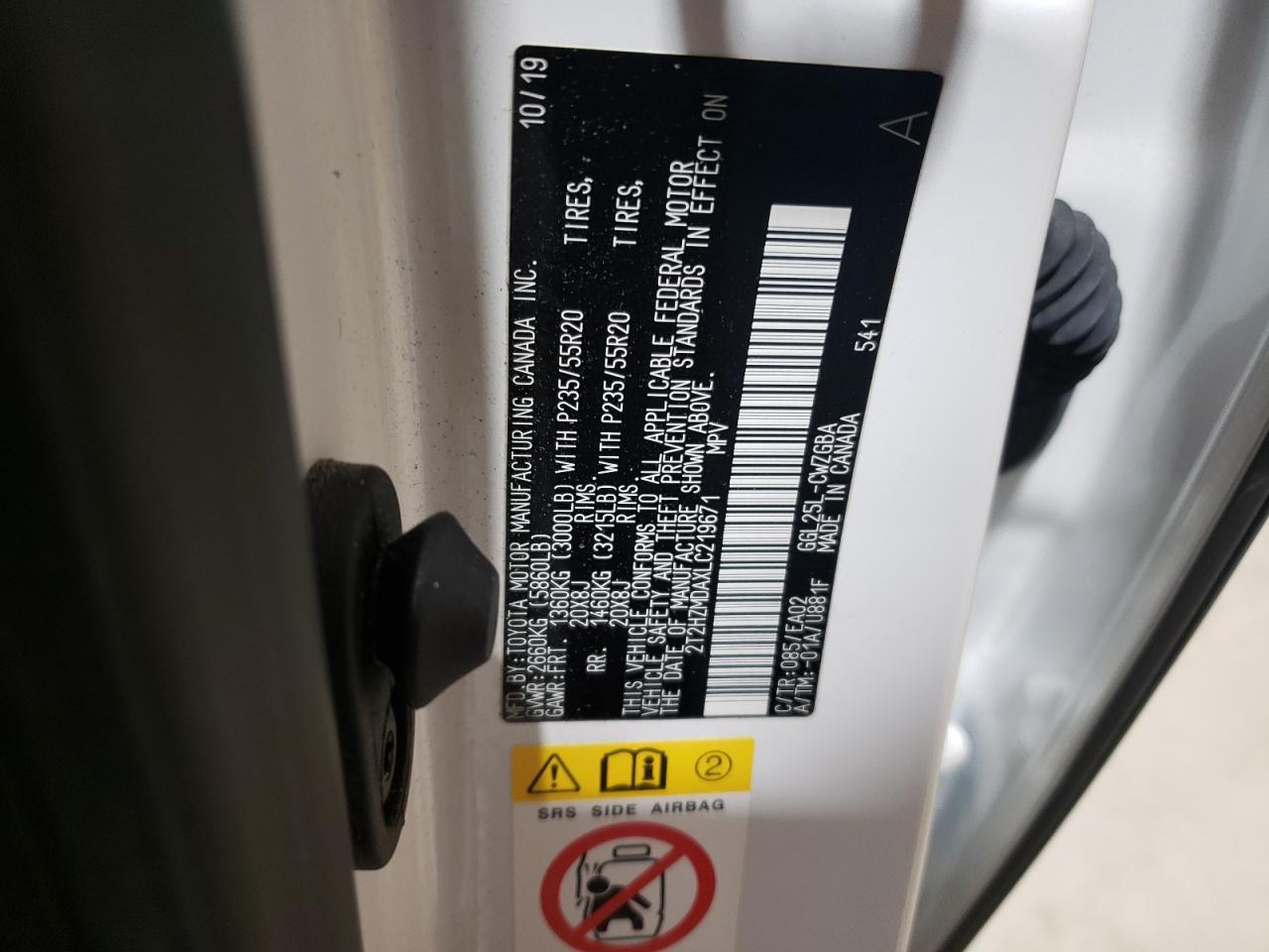 2020 Lexus Rx 350 VIN: 2T2HZMDAXLC219671 Lot: 92211385