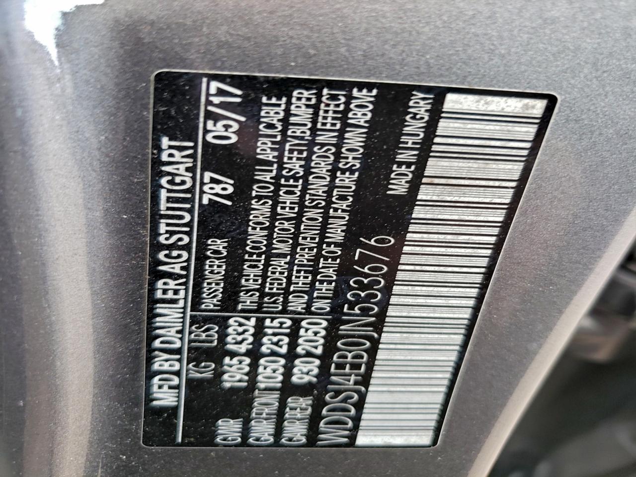 2018 Mercedes-Benz Cla 250 VIN: WDDSJ4EB0JN533676 Lot: 94096385