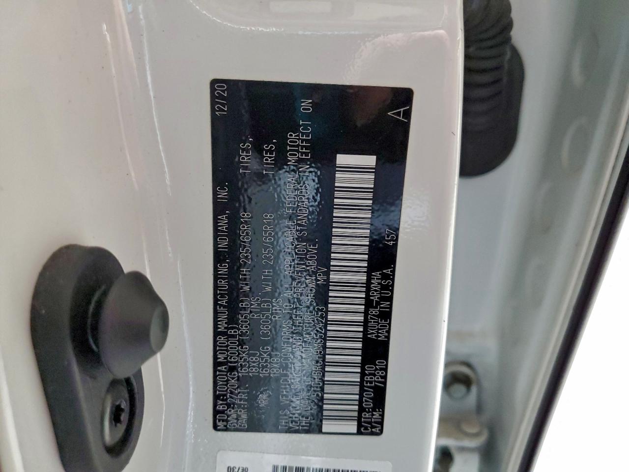 2021 Toyota Highlander Hybrid Xle VIN: 5TDHBRCH9MS524253 Lot: 93501315