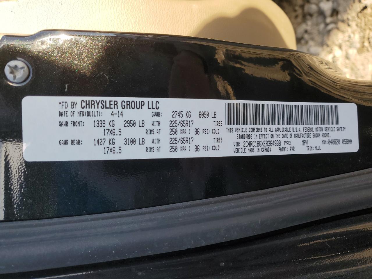 2014 Chrysler Town & Country Touring VIN: 2C4RC1BGXER364938 Lot: 85435975