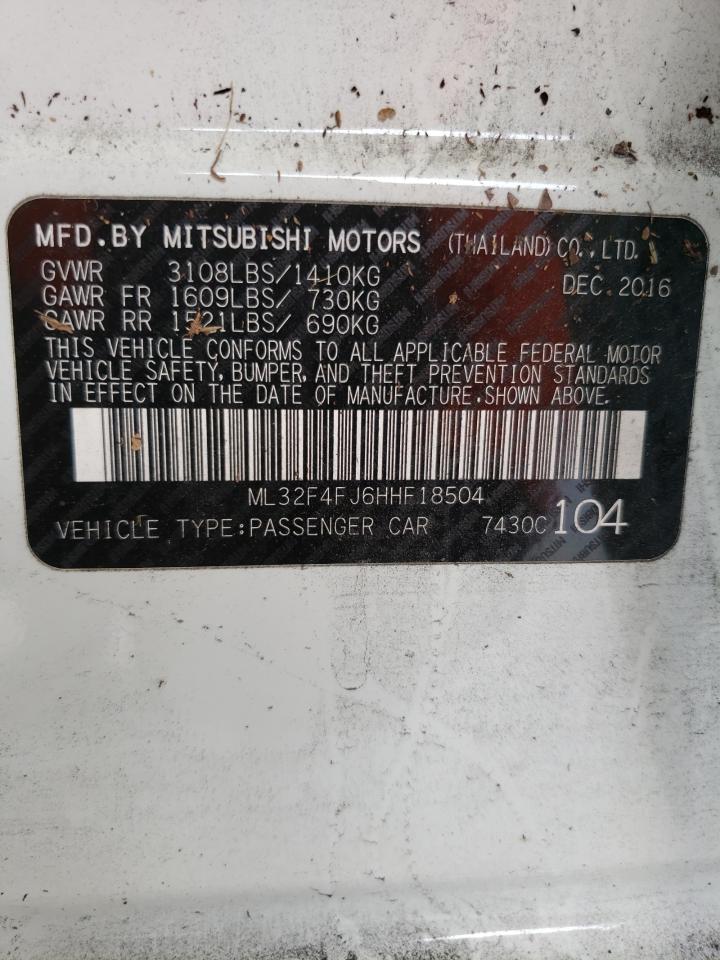 2017 Mitsubishi Mirage G4 Se VIN: ML32F4FJ6HHF18504 Lot: 90584605