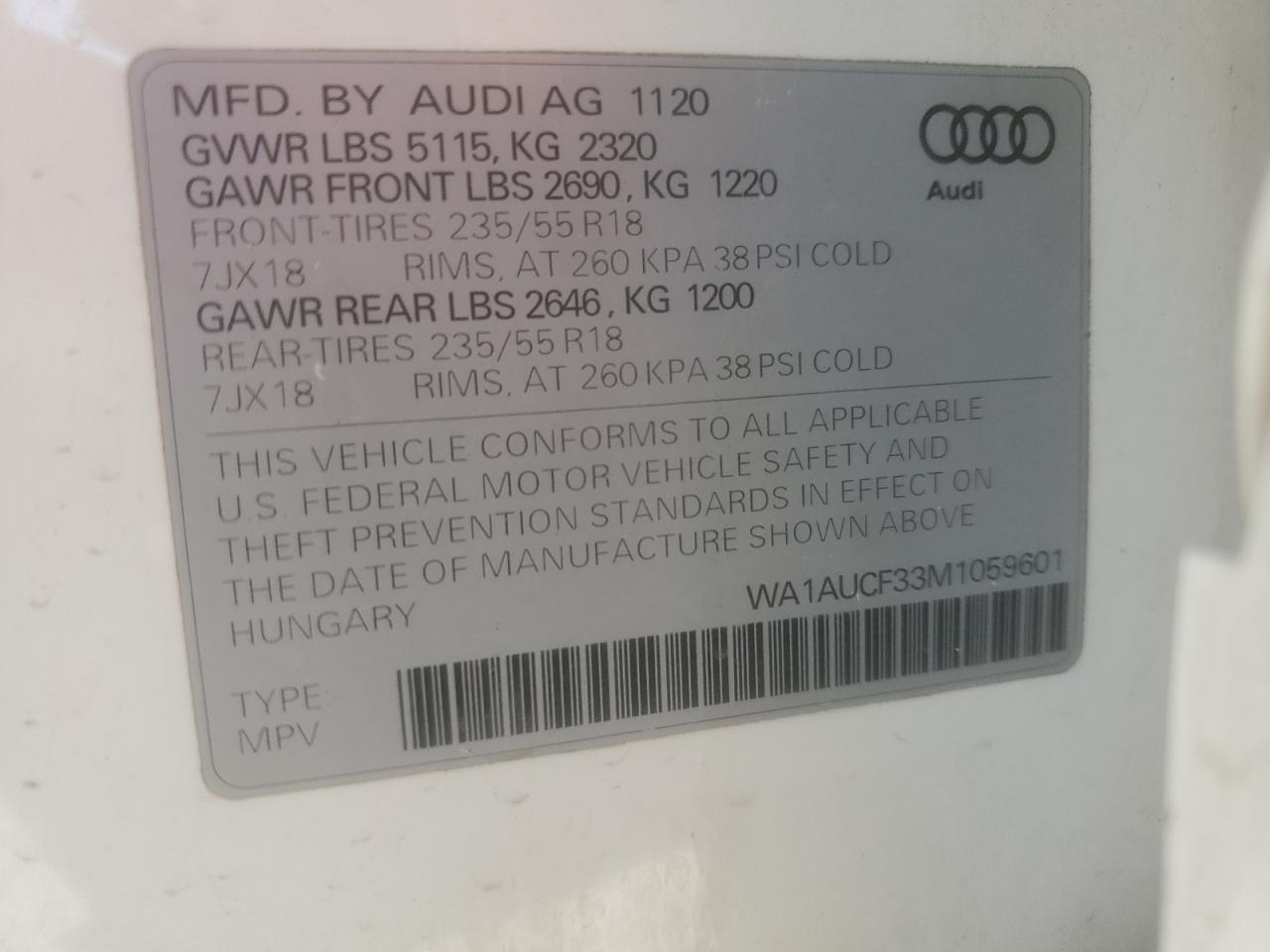 2021 Audi Q3 Premium 40 VIN: WA1AUCF33M1059601 Lot: 90908055