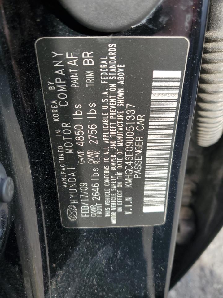 2009 Hyundai Genesis 3.8L VIN: KMHGC46E09U051337 Lot: 92269115