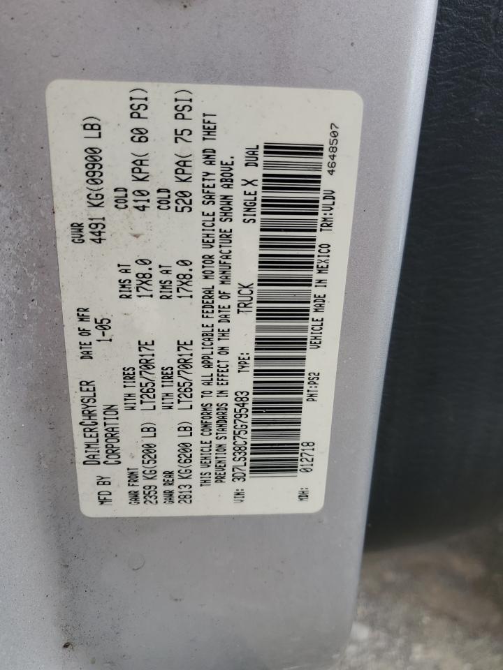 2005 Dodge Ram 3500 St VIN: 3D7LS38C75G795483 Lot: 91858775