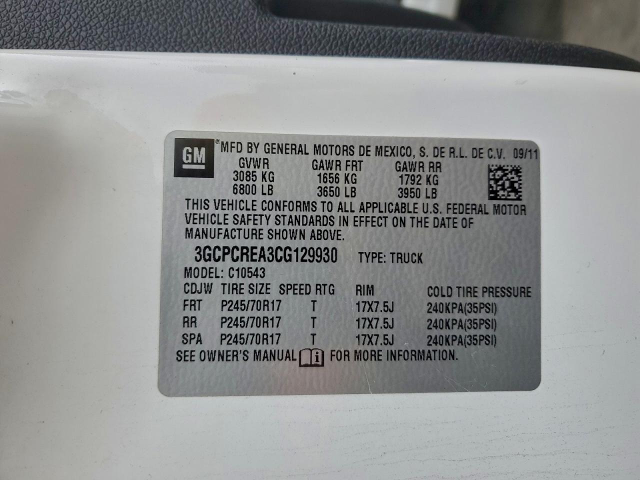 2012 Chevrolet Silverado C1500 Ls VIN: 3GCPCREA3CG129930 Lot: 94672185