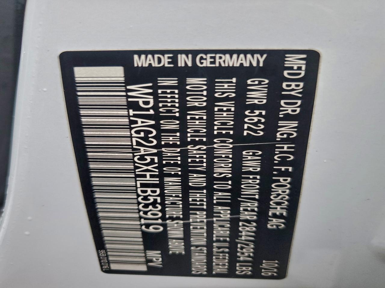 2017 Porsche Macan Gts VIN: WP1AG2A5XHLB53919 Lot: 94230425