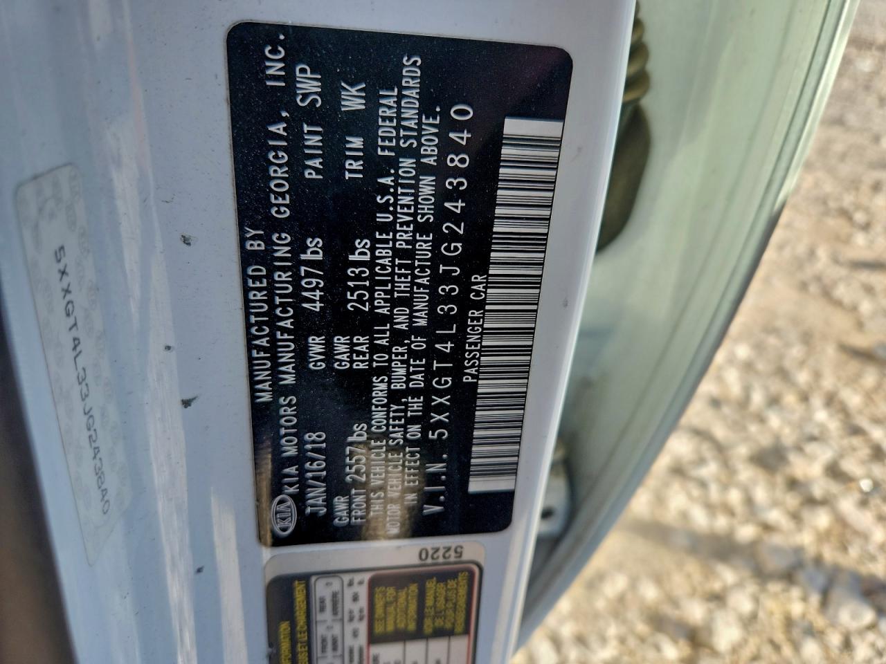 2018 Kia Optima Lx VIN: 5XXGT4L33JG243840 Lot: 94539145