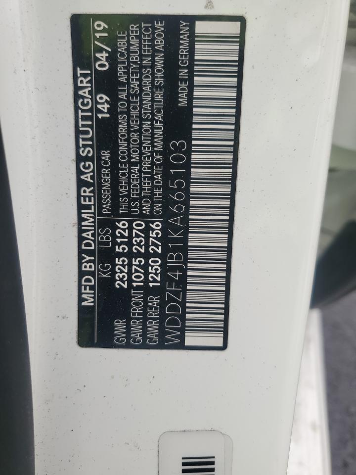 2019 Mercedes-Benz E 300 VIN: WDDZF4JB1KA665103 Lot: 93045825