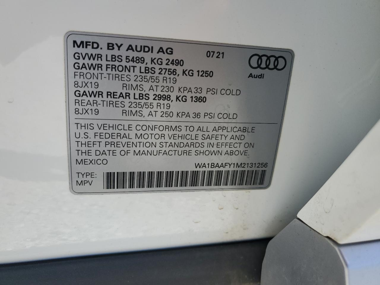 2021 Audi Q5 Premium Plus VIN: WA1BAAFY1M2131256 Lot: 91878435
