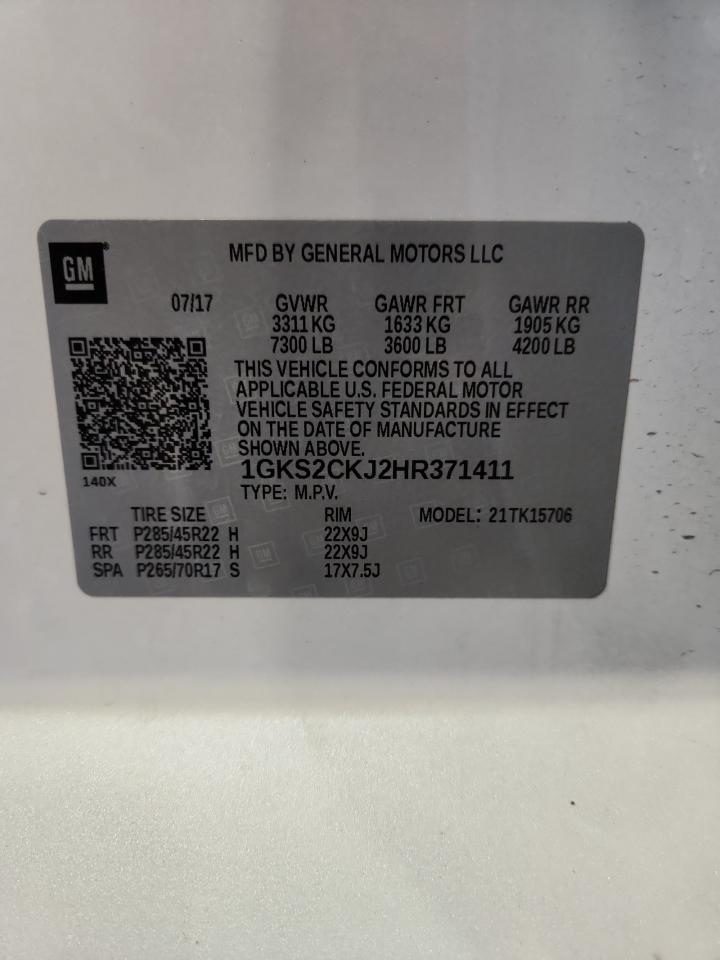 2017 GMC Yukon Denali VIN: 1GKS2CKJ2HR371411 Lot: 91143895