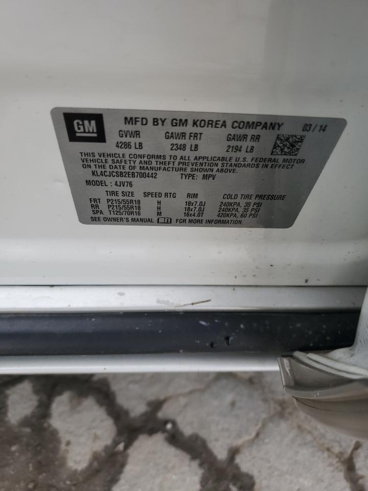 2014 Buick Encore VIN: KL4CJCSB2EB700442 Lot: 93108925