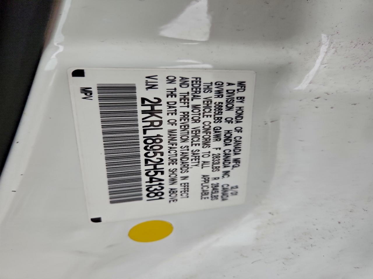 2002 Honda Odyssey Exl VIN: 2HKRL18952H541381 Lot: 94659645