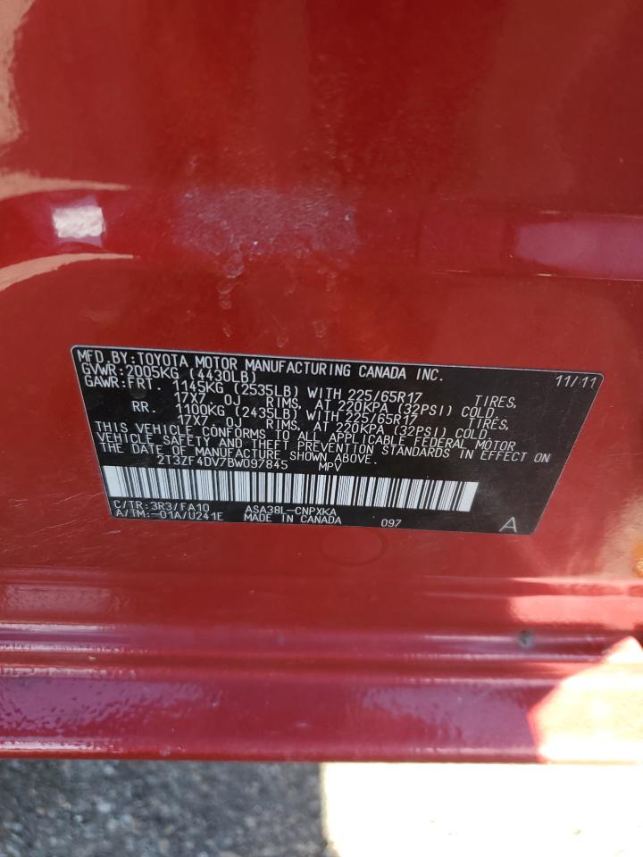 2011 Toyota Rav4 VIN: 2T3ZF4DV7BW097845 Lot: 92346765