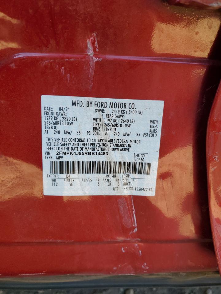 2024 Ford Edge Sel VIN: 2FMPK4J95RBB14483 Lot: 91003895