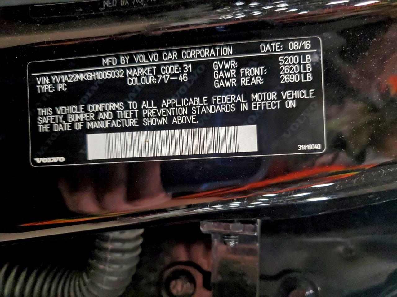 2017 Volvo S90 T6 Momentum VIN: YV1A22MK6H1005032 Lot: 93603335