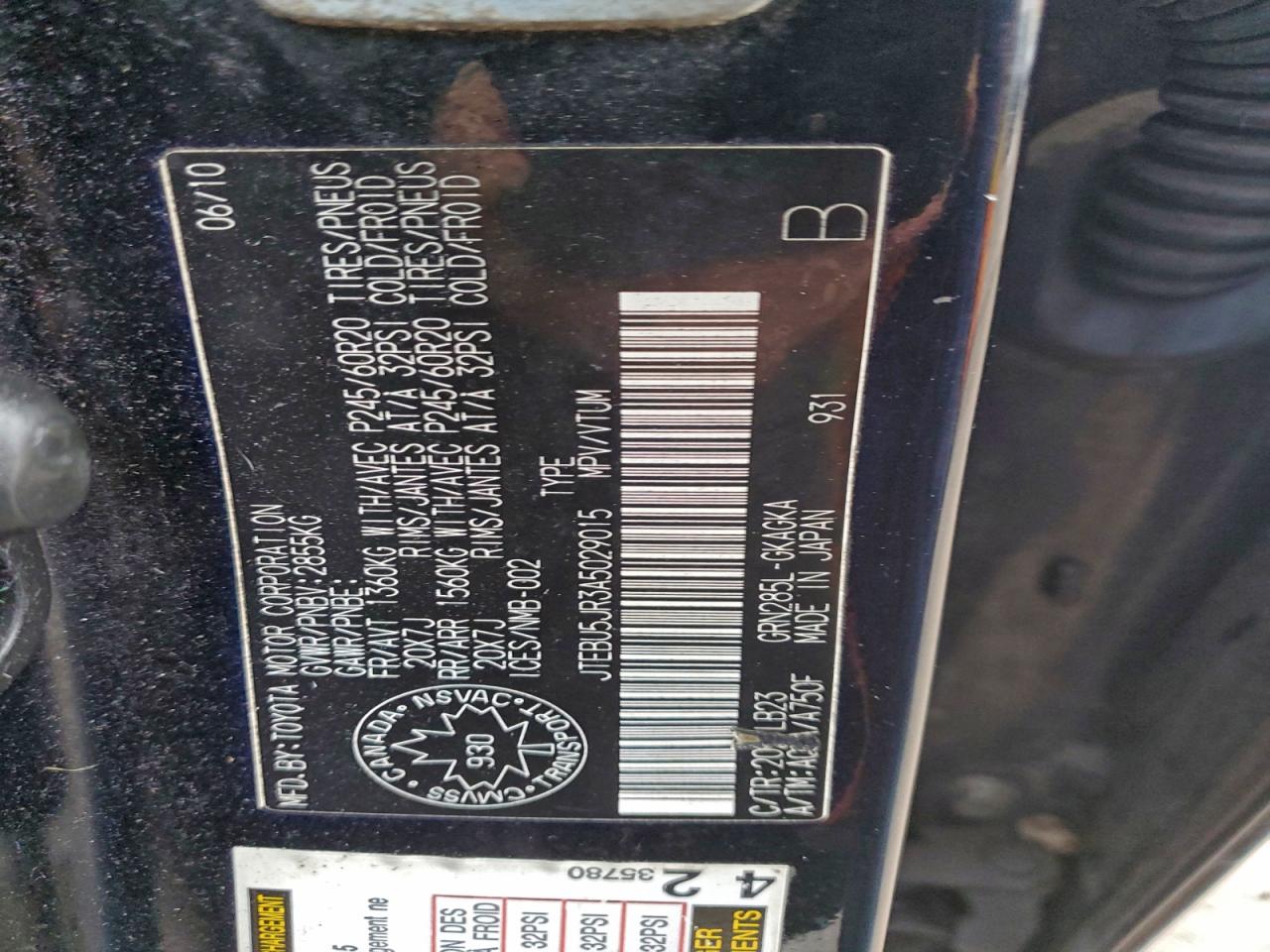 2010 Toyota 4Runner Sr5 VIN: JTEBU5JR3A5029015 Lot: 94093295