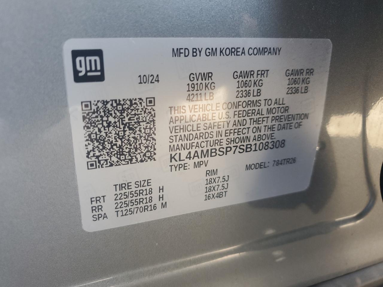 2025 Buick Encore Gx Preferred VIN: KL4AMBSP7SB108308 Lot: 91726915