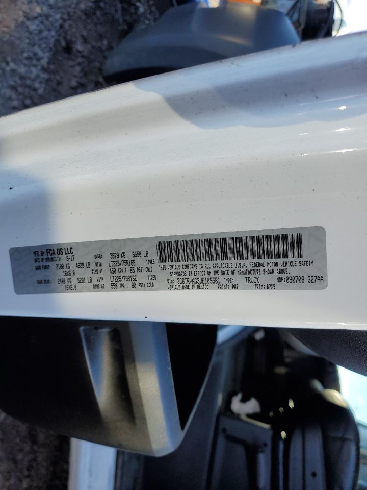 2018 Ram Promaster 1500 1500 Standard VIN: 3C6TRVAG3JE109581 Lot: 92999285