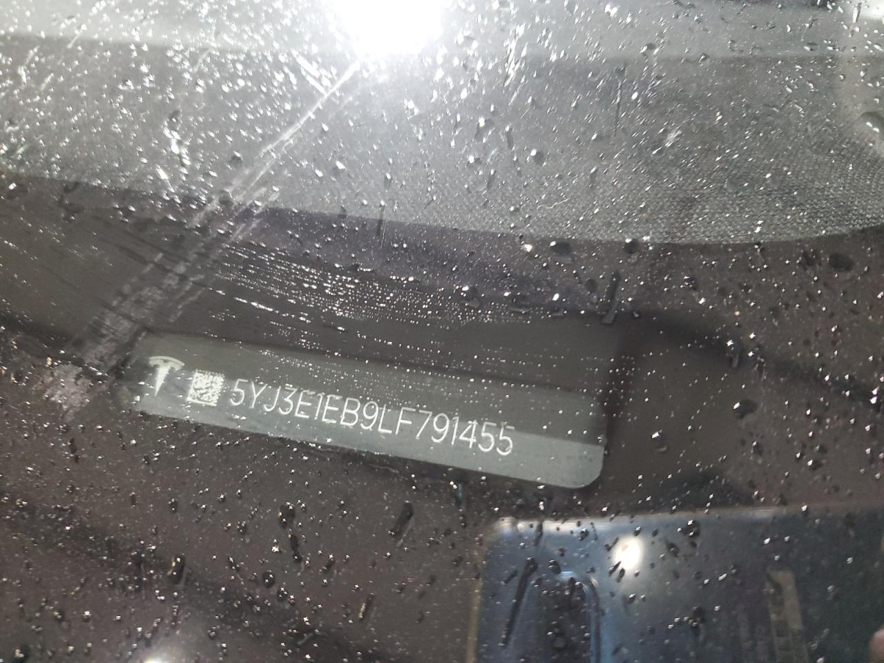 2020 Tesla Model 3 VIN: 5YJ3E1EB9LF791455 Lot: 91322225