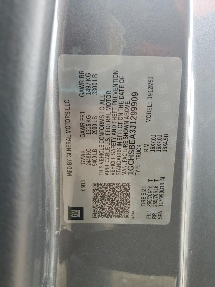 2018 Chevrolet Colorado VIN: 1GCHSBEA3J1299909 Lot: 93480015