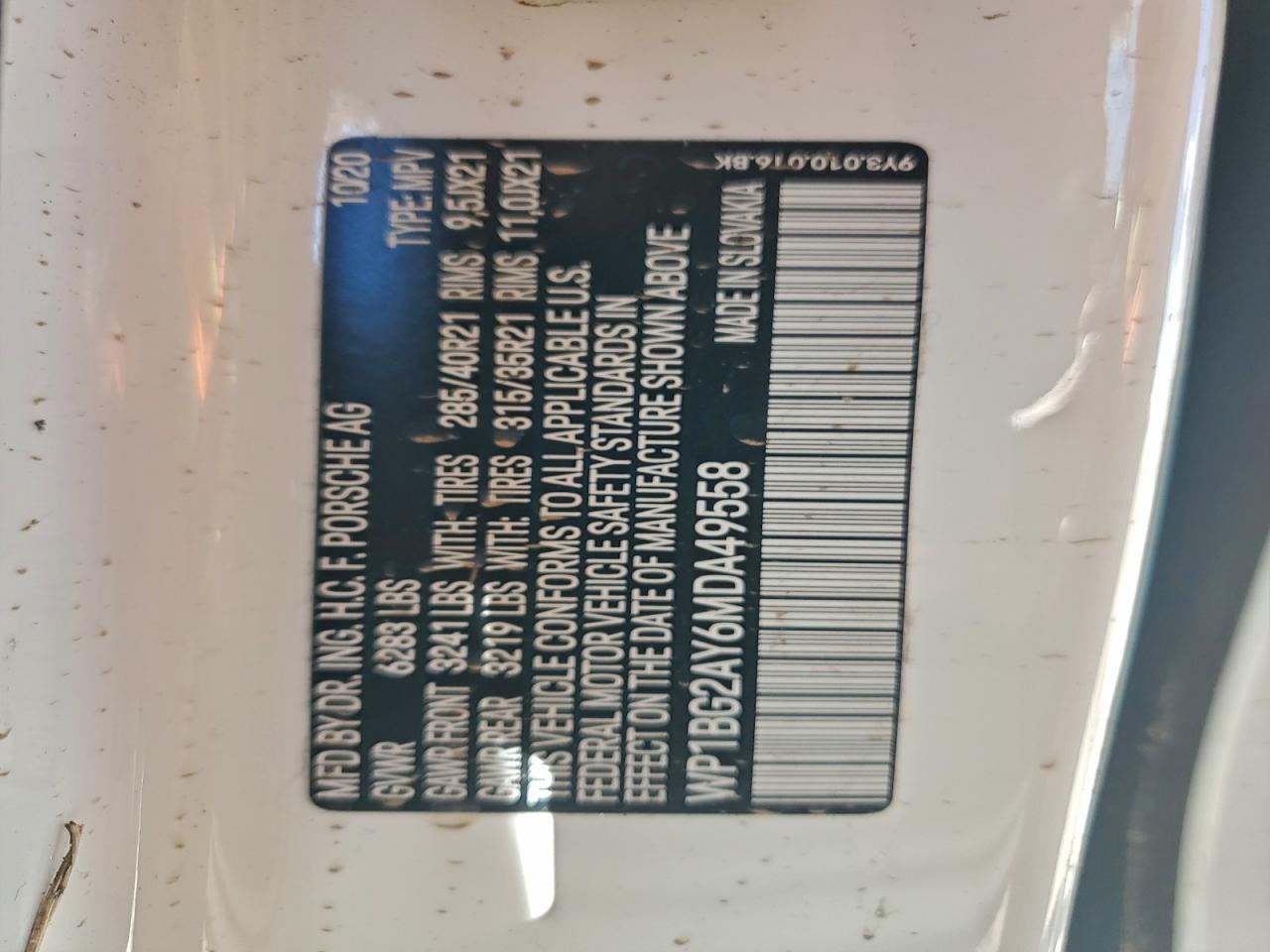 2021 Porsche Cayenne Gts Coupe VIN: WP1BG2AY6MDA49558 Lot: 94451805