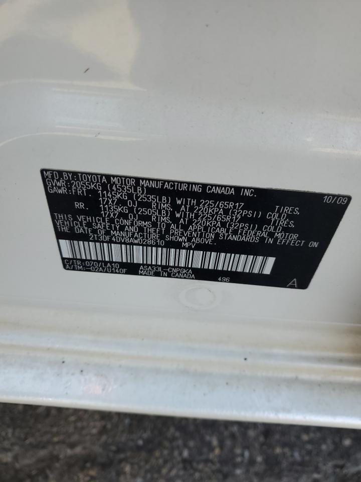 2010 Toyota Rav4 Limited VIN: 2T3DF4DV8AW028610 Lot: 93064315