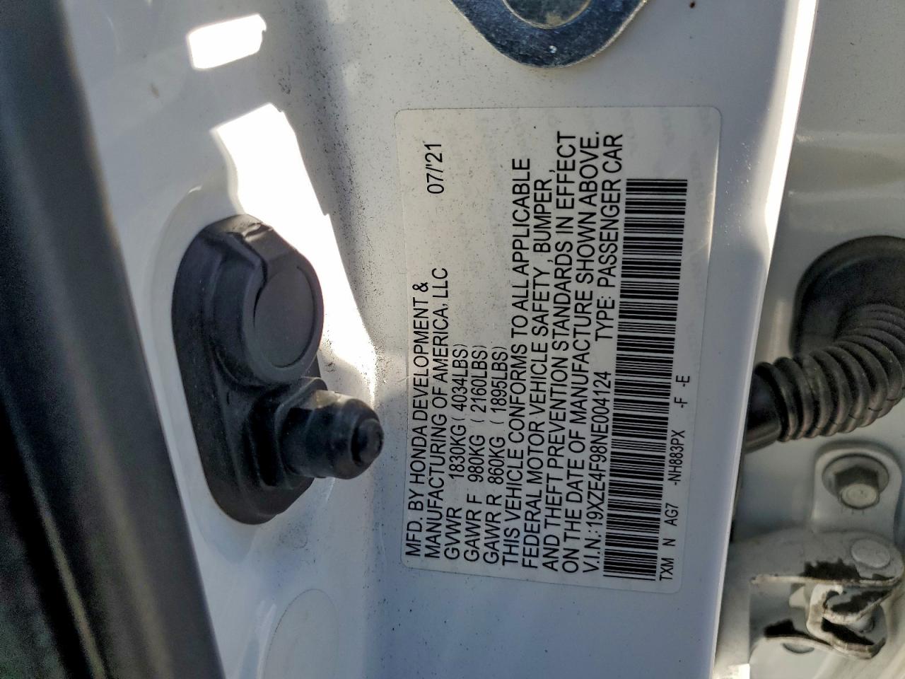 2022 Honda Insight Touring VIN: 19XZE4F98NE004124 Lot: 94516765