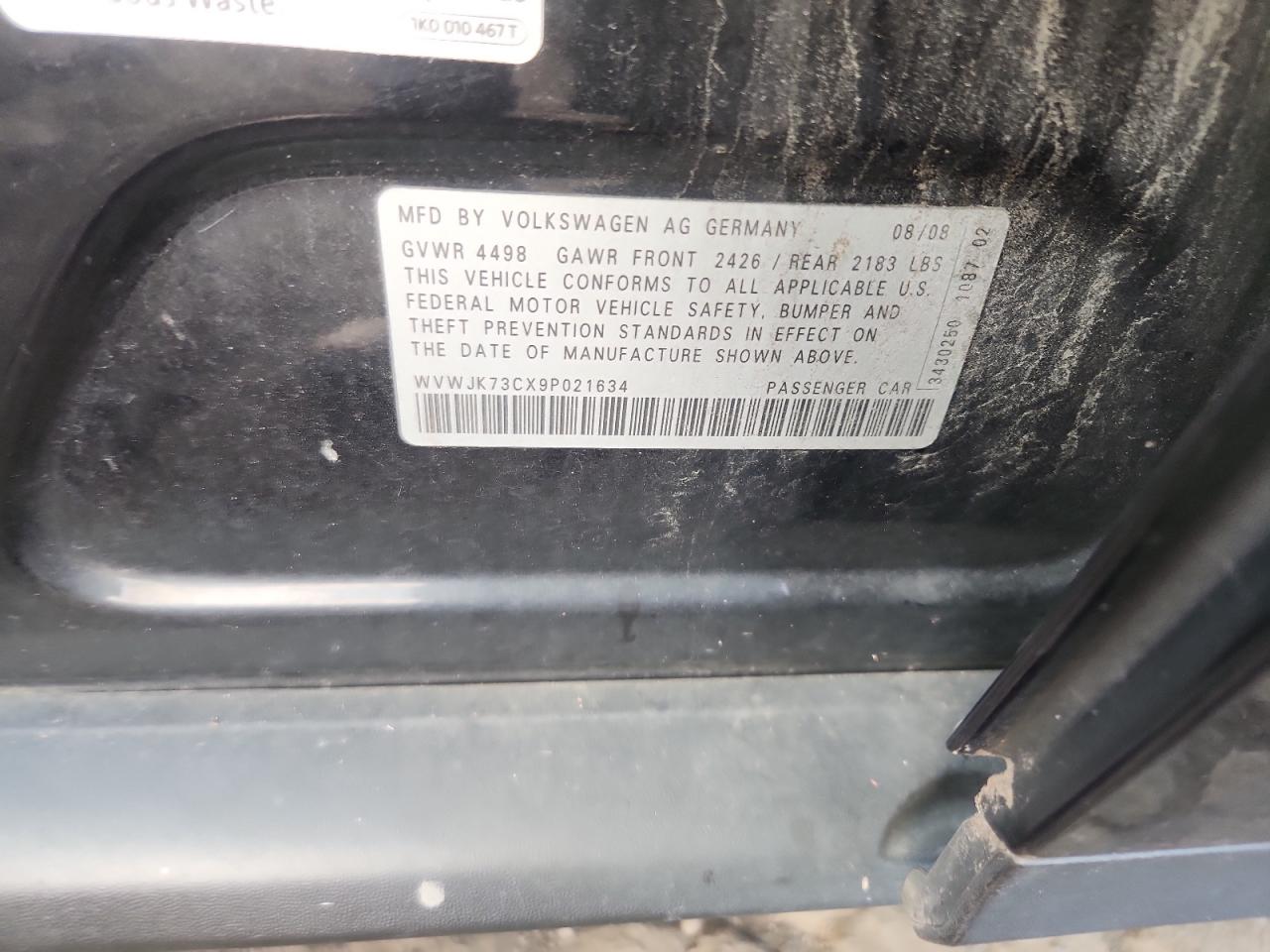 2009 Volkswagen Passat Turbo VIN: WVWJK73CX9P021634 Lot: 91974125