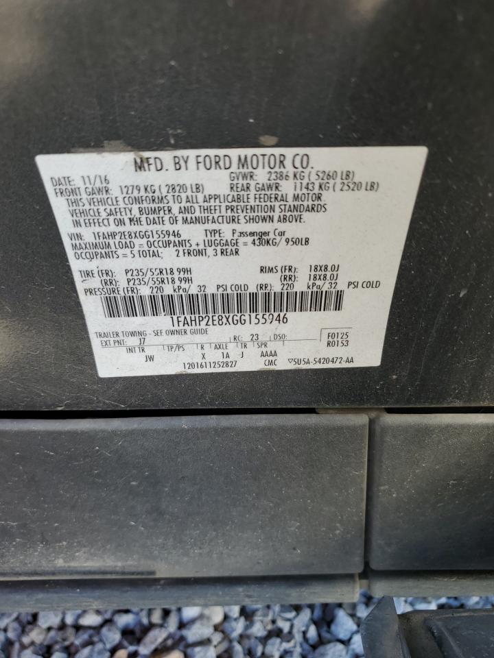 2016 Ford Taurus Sel VIN: 1FAHP2E8XGG155946 Lot: 91914995