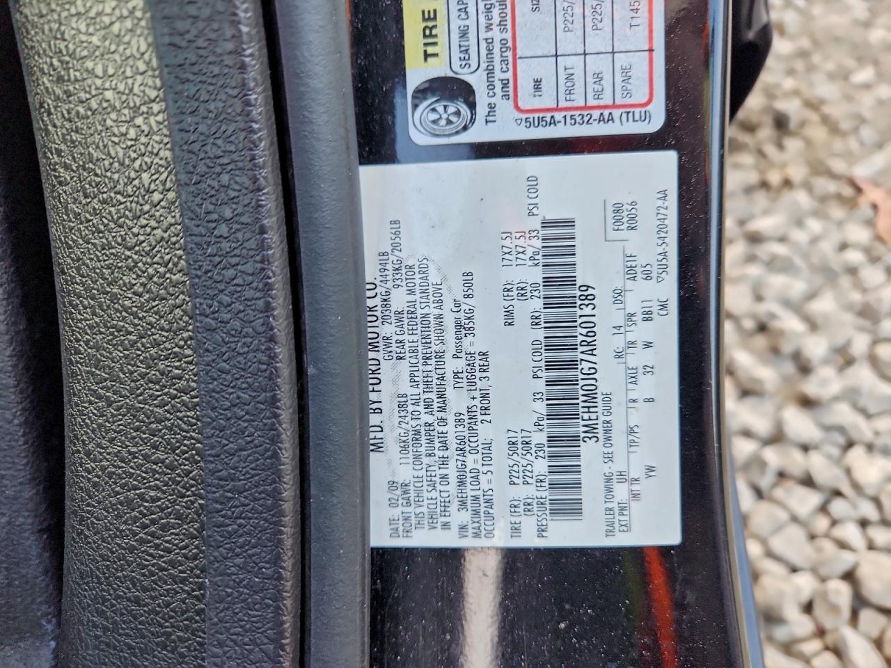 2010 Mercury Milan Premier VIN: 3MEHM0JG7AR601389 Lot: 94185145