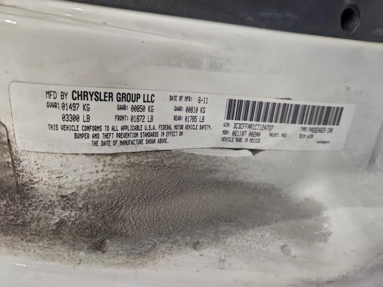 2012 Fiat 500 Pop VIN: 3C3CFFAR1CT124737 Lot: 93637595