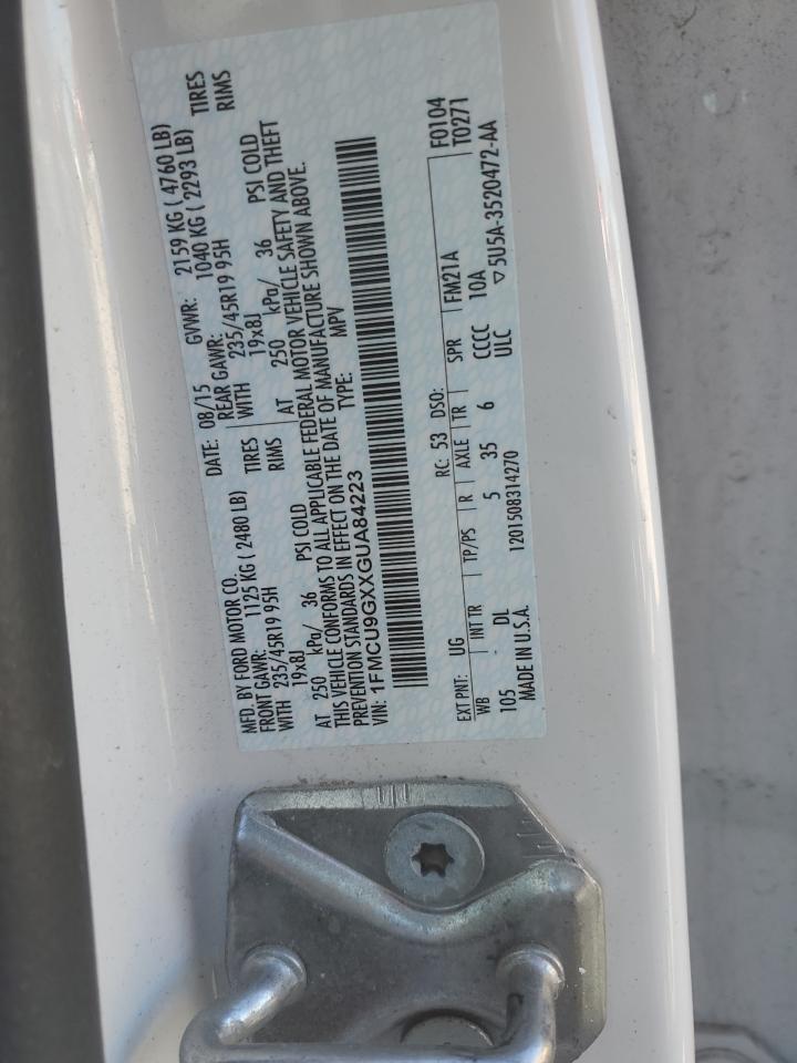 2016 Ford Escape Se VIN: 1FMCU9GXXGUA84223 Lot: 90720595