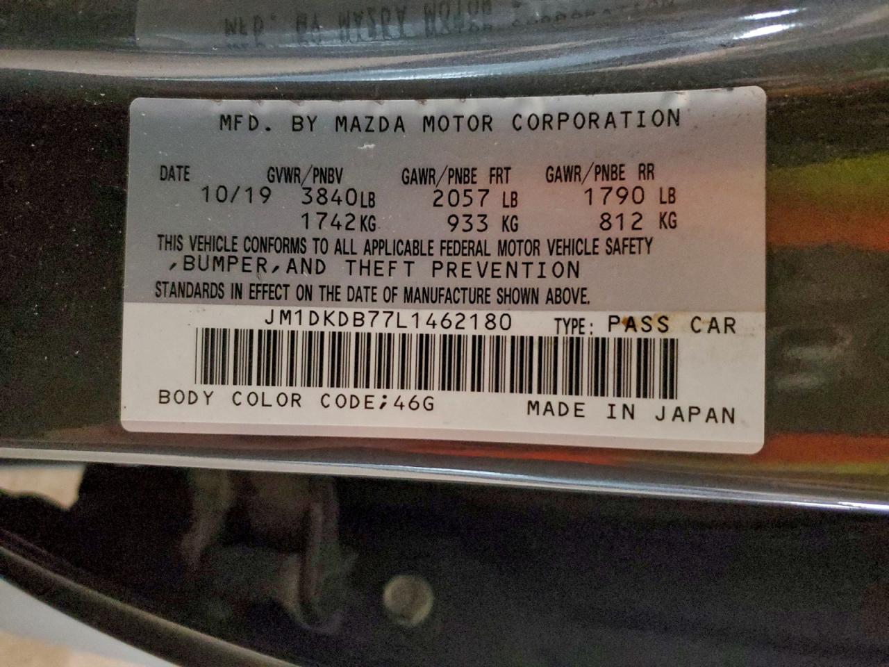 2020 Mazda Cx-3 Sport VIN: JM1DKDB77L1462180 Lot: 93971795