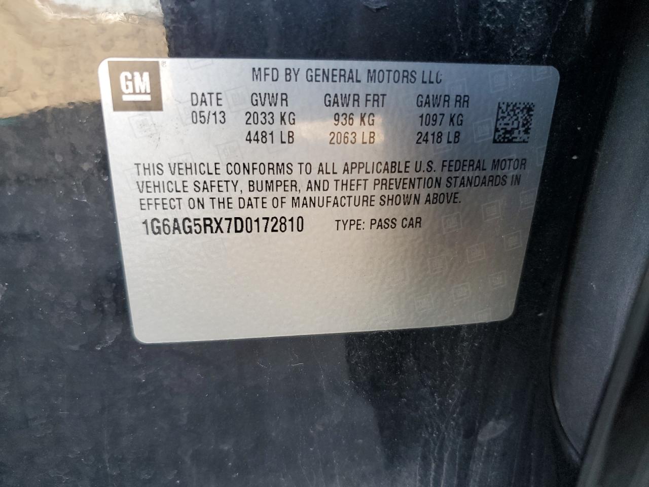 2013 Cadillac Ats VIN: 1G6AG5RX7D0172810 Lot: 93665145